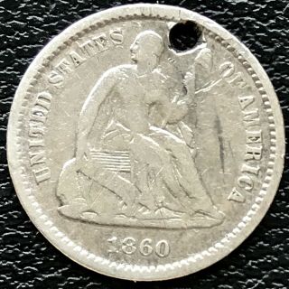 1860 O Seated Liberty Half Dime 5c Xf Det.  Rare 16081