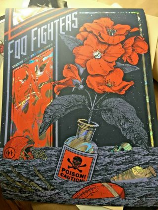 Rare Foo Fighters Atlanta Superbowl 2019 Poster Print S/n Swirl Foil Signed /30