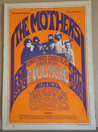 Rare Bg 27 - 1 First Print Zappa And The Mothers Fillmore Family Dog Era Poster