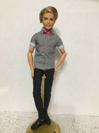 Fashionistas Cutie Barbie Ken Doll Articulated Joint Plaid Shirt Bow Tie Rare