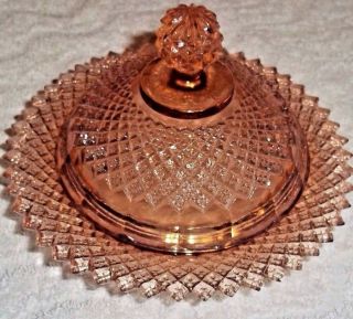 Anchor Hocking Miss America Pink Round Butter Dish Very Rare