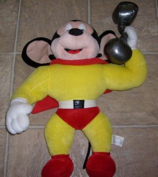 Mighty Mouse Terrytoons Classic 26 " Cartoon Plush Figure With Barbell Rare
