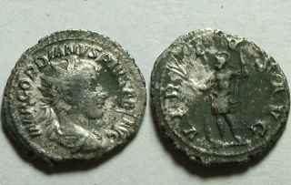Gordian 240 Ad Antoninianus Rare Ancient Roman Silver Coin Virtus/mars