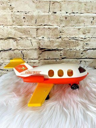 Rare/vintage 1980 Fisher Price Little People Jet Airplane 2502 Yellow & Orange