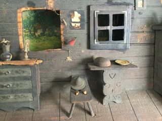 19thc Two Austrian Early DIORAMAS Interior Scenes Old and Rare Signed Folk Art 5