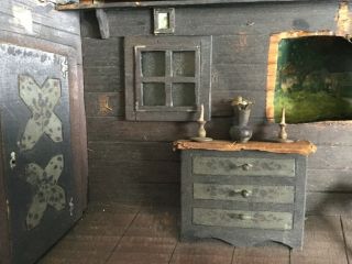 19thc Two Austrian Early DIORAMAS Interior Scenes Old and Rare Signed Folk Art 6