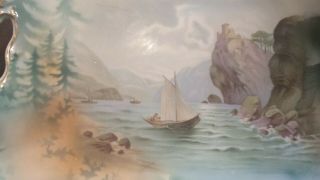 Rare RS Prussia Sailing Scene Cake Plate Man and the Mountain RARE Gorgeous 2