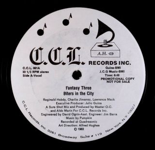 Fantasy Three ‎– Biters In The City 12 " Rare Electro Rap Promo C.  C.  L.  
