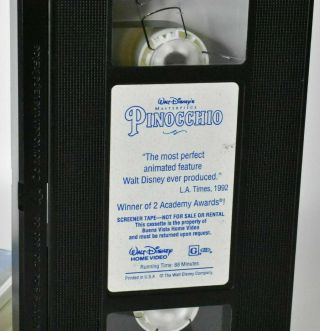 Walt Disney Black Diamond Classics Pinocchio VHS DEMO TAPE Rare 1993 Release 7