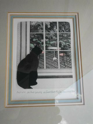 Cat Looking Out Window Rare Meg Dawson Signed Limited Edition 82/100 1986