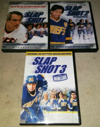 Slap Shot Trilogy / 2 Breaking The Ice / 3 The Junior League Dvd Widescreen Rare