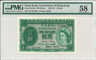Government Of Hong Kong Hong Kong $1 1954 Rare Date Pmg 58