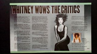 Whitney Houston Wows The Critics (1987) Rare Print Promo Poster Ad
