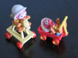 2 X 1986 Vintage Rare The Mupppet Baby Babies Animal In Pram And Rocking Chair