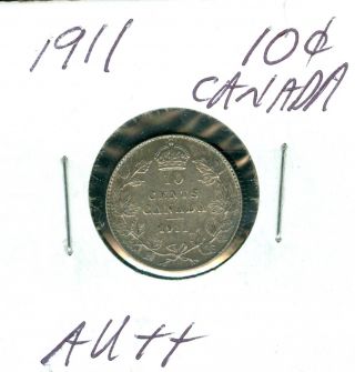 1911 Canada 10 Cents Au Bu Rare