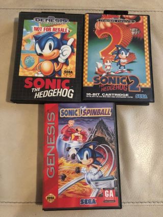 Sega Genesis Game - Sonic Series - 1 2 Spinball - Complete - Rare