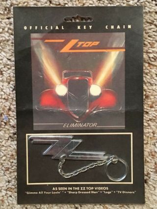Zz Top Eliminator Official Key Chain With Band History On Back Rare