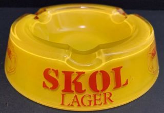 Vintage Skol Lager Beer Round Yellow Advertising Cigarette Ashtray Rare