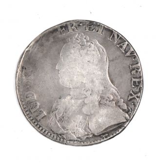 Rare Antique 1726 French 1/20 Ecu King Louis Xv 5 Franc.  917 World Silver Coin