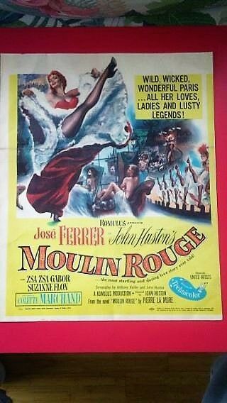 Authentic Rare 1953 Moulin Rouge Window Card Trimmed Jose Ferrer Zsa Zsa Gabor
