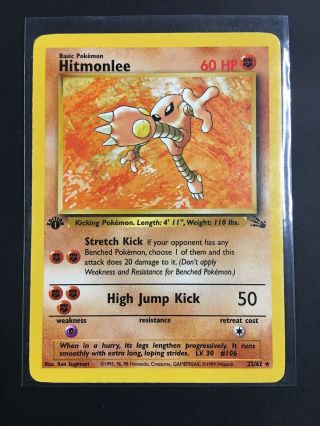 Pokémon Tcg - Hitmonlee 1st Edition - Fossil Set 22/62 Non Holo Ultra Rare