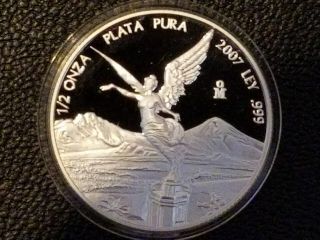 2007 Mexico 1/2 Oz Silver Libertad Proof In Capsule Key Date 1,  500 Minted Rare