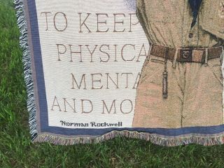Norman Rockwell‘s Boy Scout Oath Woven Afghan Gift Throw Blanket 4’x6’ RARE 6