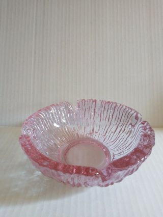 Vintage 1960s Blenko Wayne Husted Art Glass Ashtray Pink 5.  75 " Modern Mcm Rare