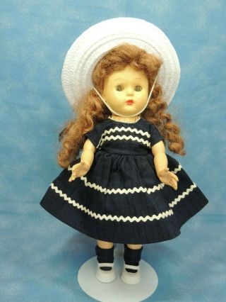 Hollywood Doll Mfg.  Co.  1960 Hard Plastic 8 " Doll - Navy & White,  Rare/unusual