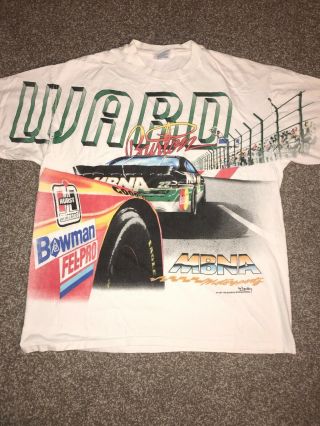 Rare Vintage 90s Ward Burton All Over Print T Shirt Sz Xlarge Nascar Racing Tee