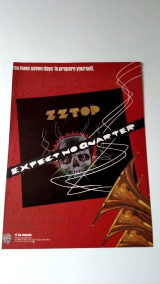 Zz Top " Expect No Quarter " 1979 Rare Print Promo Poster Ad