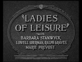Ladies Of Leisure Rare Classic Pre Code Dvd 1930 Barbara Stanwyck