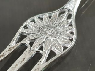 Rare Large Solid Silver Danish Sunflower Bread Fork.