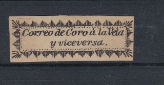 Coro Y La Vela 1867,  Local Post,  Venezuela,  Rare On Yellow Paper.  1 Emission