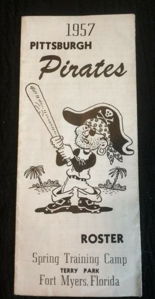 Rare 1957 Pittsburgh Pirates Player Roster / Schedule,  Roberto Clemente Minty