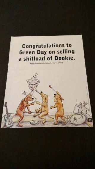 Green Day " A Shitload Of Dookie " (1994) Rare Print Promo Poster Ad