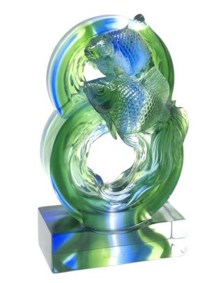 Tittot Lucky Current Limited Edition LiuLi 琉璃 Colored Glass Art Gold Fish Rare 2