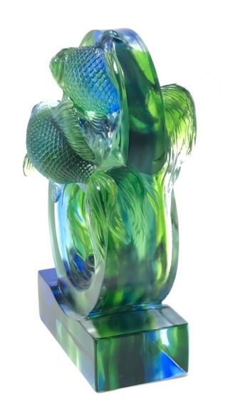 Tittot Lucky Current Limited Edition LiuLi 琉璃 Colored Glass Art Gold Fish Rare 8
