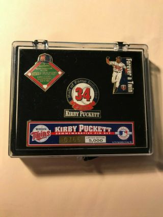 Kirby Puckett Minnesota Twins Commemorative 3 Piece Pin Set 765/5,  000 Rare