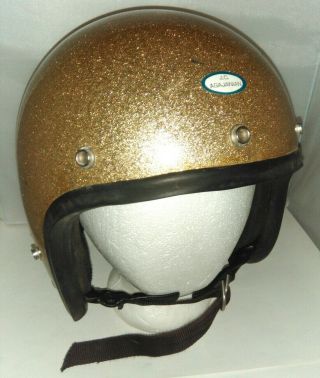 Vintage Buco Aggie 98 J.  C.  Agajanian Moto Helmet Gold Flake Glitter Rare