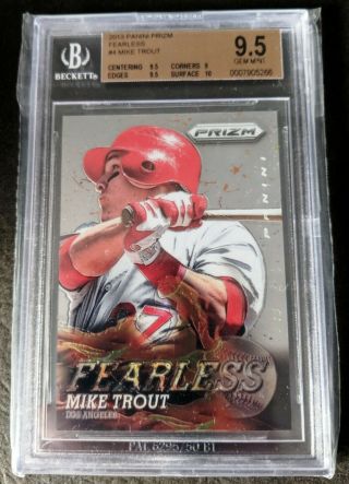 2013 Panini Prizm Fearless Mike Trout Sp Graded Bgs 9.  5 Gem Rare Insert 4