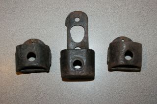 3 Rare Vintage Scythe Snath Fasteners Cast Iron Primitives (2) 50
