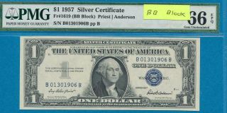 $1.  00 1957 Rare [bb] Block Blue Seal Silver Certificate Certified Gem 66epq