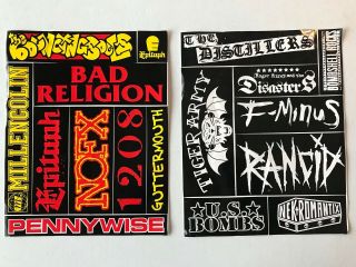 2 Rare Vtg Punk Stickers Sheets 2003 Pennywise Nofx Bad Religion Rancid Us Bombs