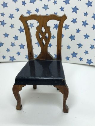 Rare Vintage Tynietoy Blue Painted Chippendale Chair Dollhouse Miniature