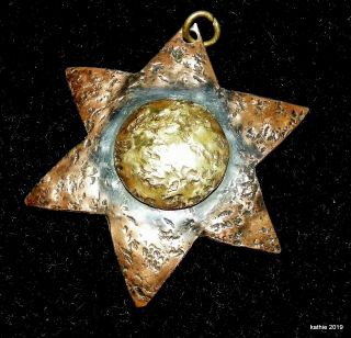 Very Rare Vintage Artisan Pericles Haiti Copper & Brass Pendant