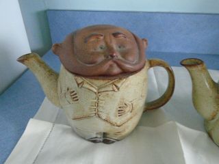 Rare Vintage Uctci Japanese Pottery Grandma - Grandpa tea pots 4