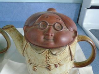 Rare Vintage Uctci Japanese Pottery Grandma - Grandpa tea pots 5