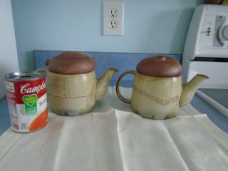 Rare Vintage Uctci Japanese Pottery Grandma - Grandpa tea pots 6