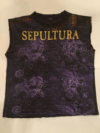 Sepultura Chaos A.  D.  Rare Vintage 90,  S Muscle T Shirt Cut N Worn